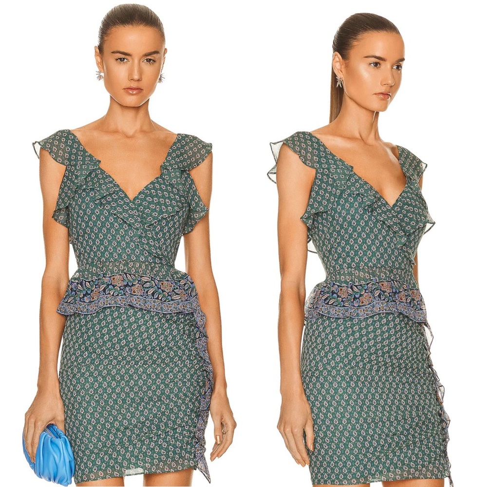 NWT Veronica Beard Paisley Ruffle Randa Printed Silk Top $378